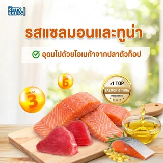 โปรจับคู่ 4 kg. Kitty Katto คิตตี้ แคทโตะ อาหารแมวสูตรแมวโต รสแซลมอนและทูน่า (2 kg x 2 ถุง)