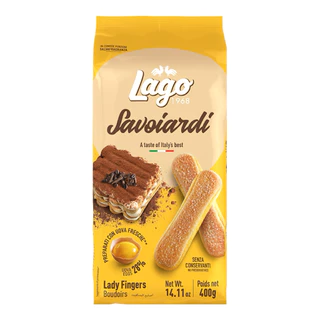LAGO Savoiardi Lady Finger ลาโก้ บิสกิต เลดี้ ฟิงเกอร์ส สำหรับทิรามิสุ 400 กรัม (48 ชิ้น/ห่อ ) BBE: 28/02/2027