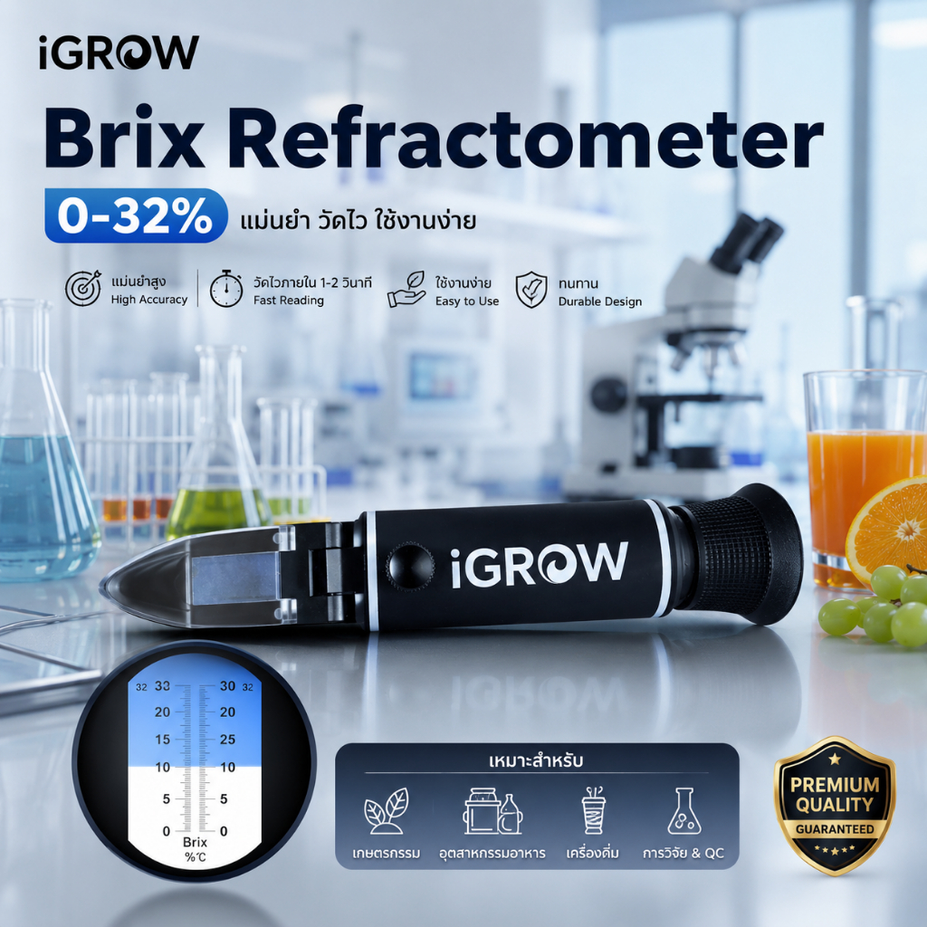 iGrow เครื่องวัดค่าความหวาน Brix 0-32% Brix Refractometer บริกซ์ รีแฟลกโตมิเตอร์ meter
