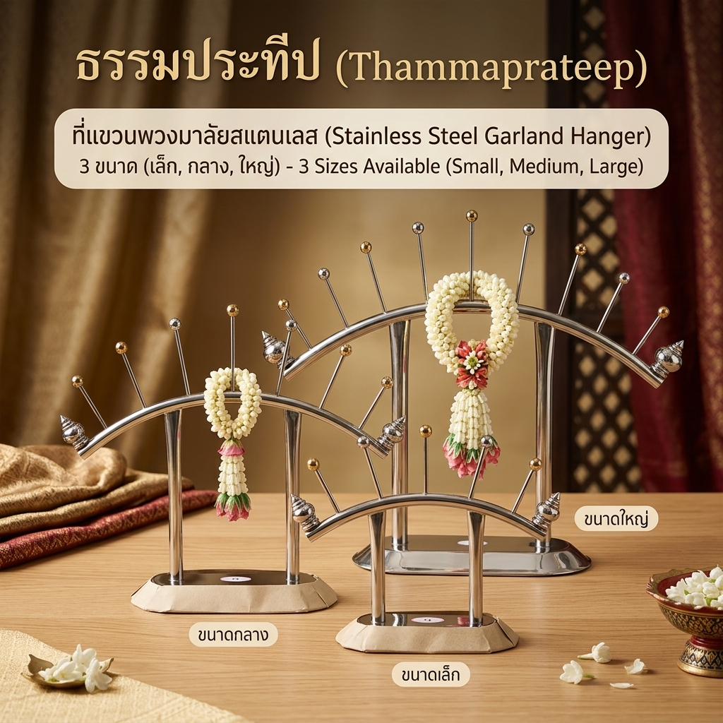ที่แขวนพวงมาลัยสแตนเลส, เชิงเทียน, แท่นวางพวงมาลัย | แข็งแรง สวยงาม สำหรับบูชาและประดับ ตกแต่งกลางแจ้ง