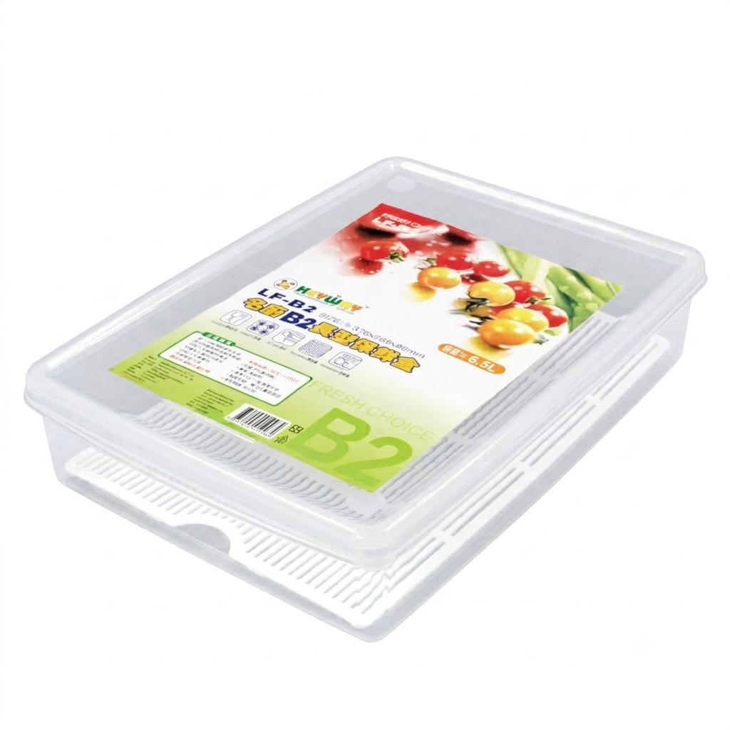 กล่อง แช่ +ตะแกรง อาหาร พลาสติก # LF-B2 คีย์เวย์ keyway 6500 ml เหลี่ยม เอนกประสงค์