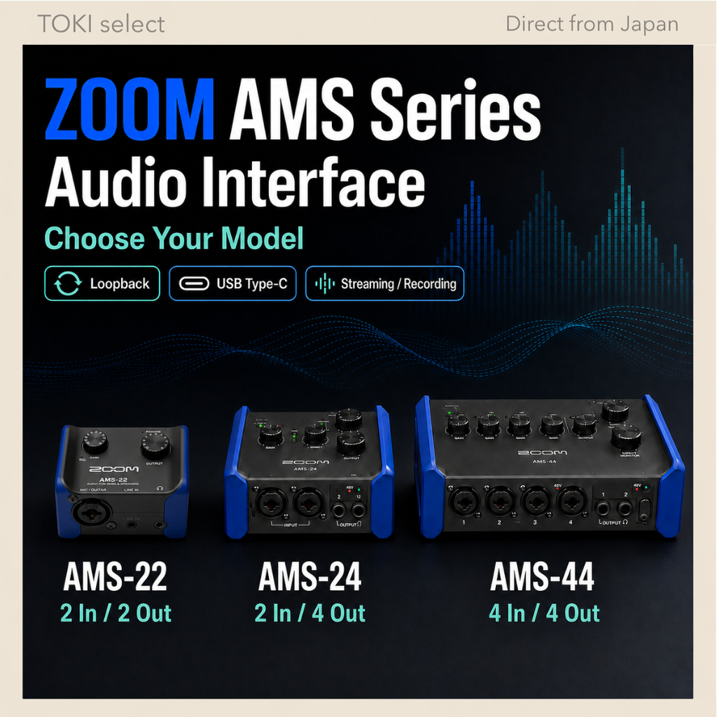 ZOOM AMS Series Audio Interface AMS-22 AMS-24 AMS-44 USB Type C Loopback Streaming Recording