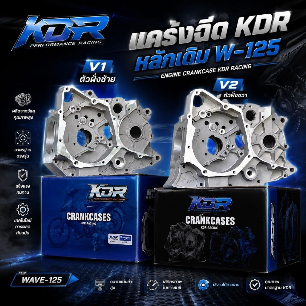 แคร้งKDR เวฟ125เก่า  V1 - V2 แคร้งฉีดงานหนาพิเศษเบ้ากลาง 78 รองรับลูกใหญ่สุดหลัก ไม่ต้องแก้ใช้ได้ทุกตัว ใหม่ล่าสุด KDR