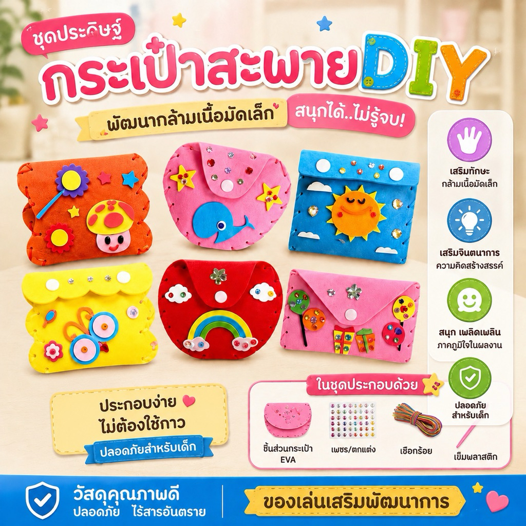 กระเป๋าสะพายDIY ของเล่น งานประดิษฐ์ พัฒนาเด็ก