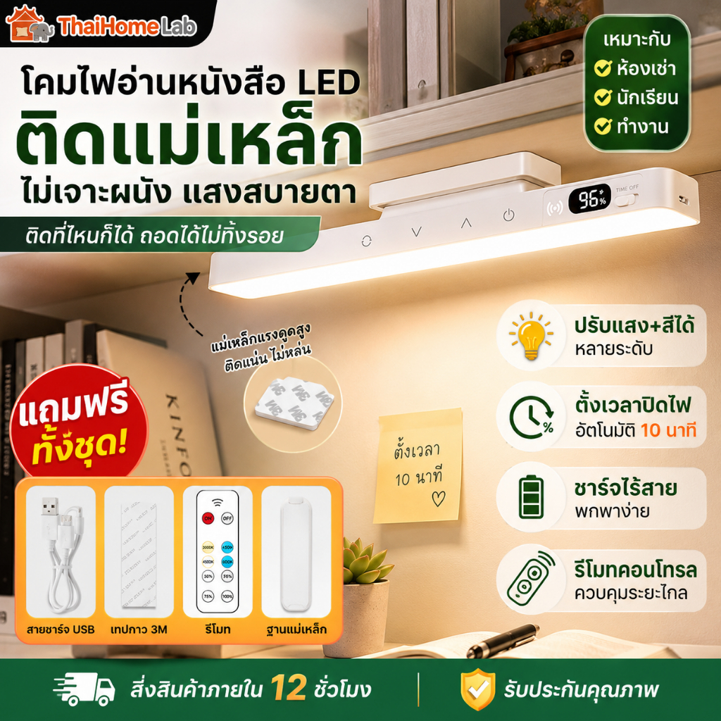 โคมไฟตั้งโต๊ะ LED โคมไฟหอพัก โคมไฟแม่เหล็กป้องกันดวงตาหอพัก ไฟอ่านหนังสือ โคมไฟแม่เหล็ก ฟข้างเตียง ไฟห้องนอน แสงไฟ ป้องก