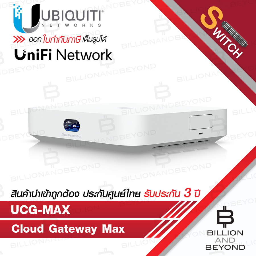UBIQUITI UCG-MAX Compact 2.5G Cloud Gateway 1WAN 1/2.5 GbE + 2.5GbE 4-Port, 0.96″ LCM status display