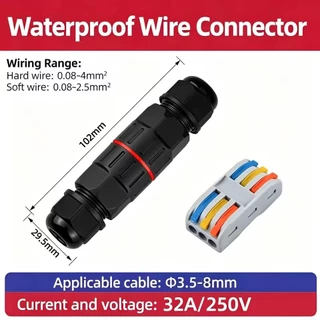 ข้อต่อกันน้ำ ขั้วต่อสายไฟกันน้ำ คอนเนคเตอร์กันน้ำ IP68 outdoor 2P 3P Waterproof Connector กันฝน กันแดด WWC68