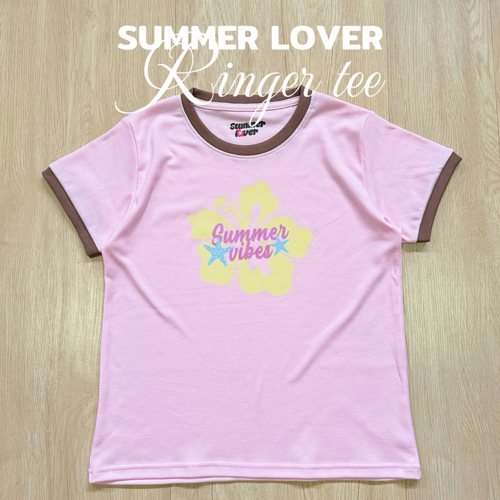 เสื้อ baby tee กุ๊นคอกุ๊นแขน Summer vibes