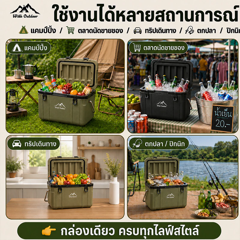 กระติกน้ําแข็ง กระติกเก็บความเย็น กล่องเก็บความเย็นตั้งแคมป์  28L ลิตร แบบพกพา ฉนวนและเครื่องทำความเย็นระยะยาว 72H thumbnail 9