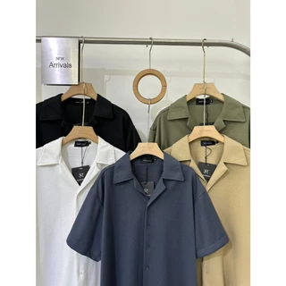 เสื้อเชิ้ตผู้ชายแขนสั้น สีพื้นมินิมอล รุ่น N137