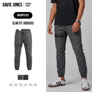 DAVIE JONES [BE FEARLESS] กางเกงจ็อกเกอร์ผู้ชาย Slim Fit Joggers สีเทา ดำ GP0167