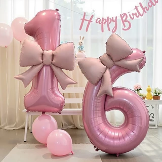 ส่งฟรีจุดกาว!ปั๊มลม!🎁40 นิ้ว 0-9 ลูกโป่งตัวเลข ฟอยล์(พร้อมโบว์🎀)ลูกโป่งฟอยล์ตัวเลข ลูกโป่งวันเกิด ลูกโป่งวันเกิด