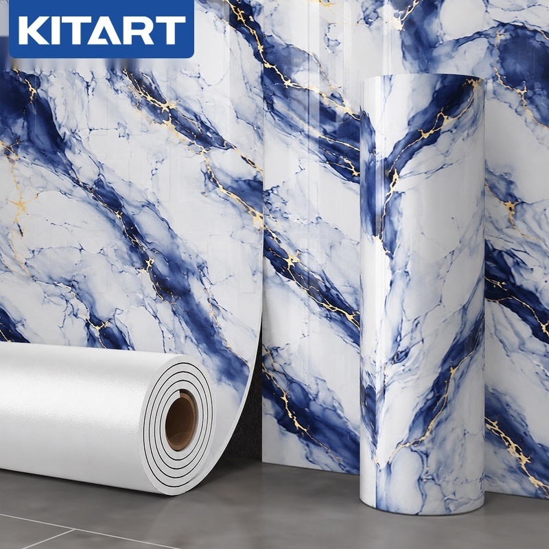KITART วอลเปเปอร์สติ๊กเกอร์ ลายหินอ่อน 3D มีกาวในตัว ขนาด หนา 2.5มม. ตกแต่งผนัง ห้องน้ำ ครัว