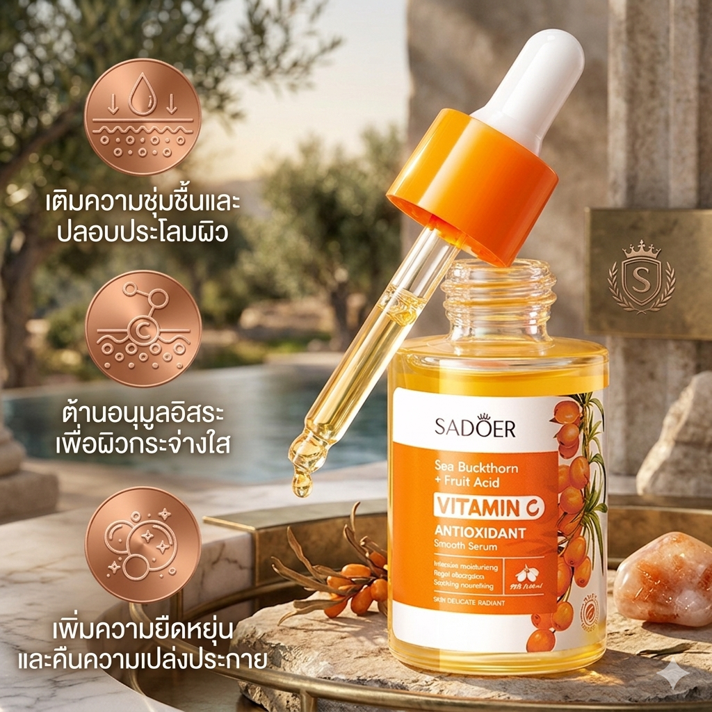 เซรั่ม VC เติมวิตามินซีและความชุ่มชื้นให้ผิว SADOER ปริมาณ30ml สกินแคร์