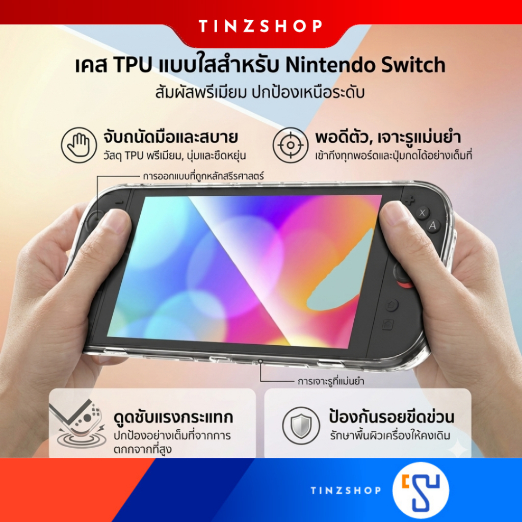 [ส่งด่วน] [Switch2] GeekShare  Transparent Protective Case for Nintendo Switch 2 TPU One Piece design (Clear) : Tinzshop