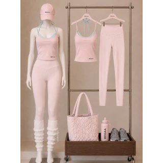 Veil Muse Set ⭐ (เซต 2 ชิ้น : เสื้อ2 โทนผูกคอ + กางเกง) ชุดออกกำลังกาย ชุดโยคะ ชุดฟิตเนส | BEGAA.CLUB