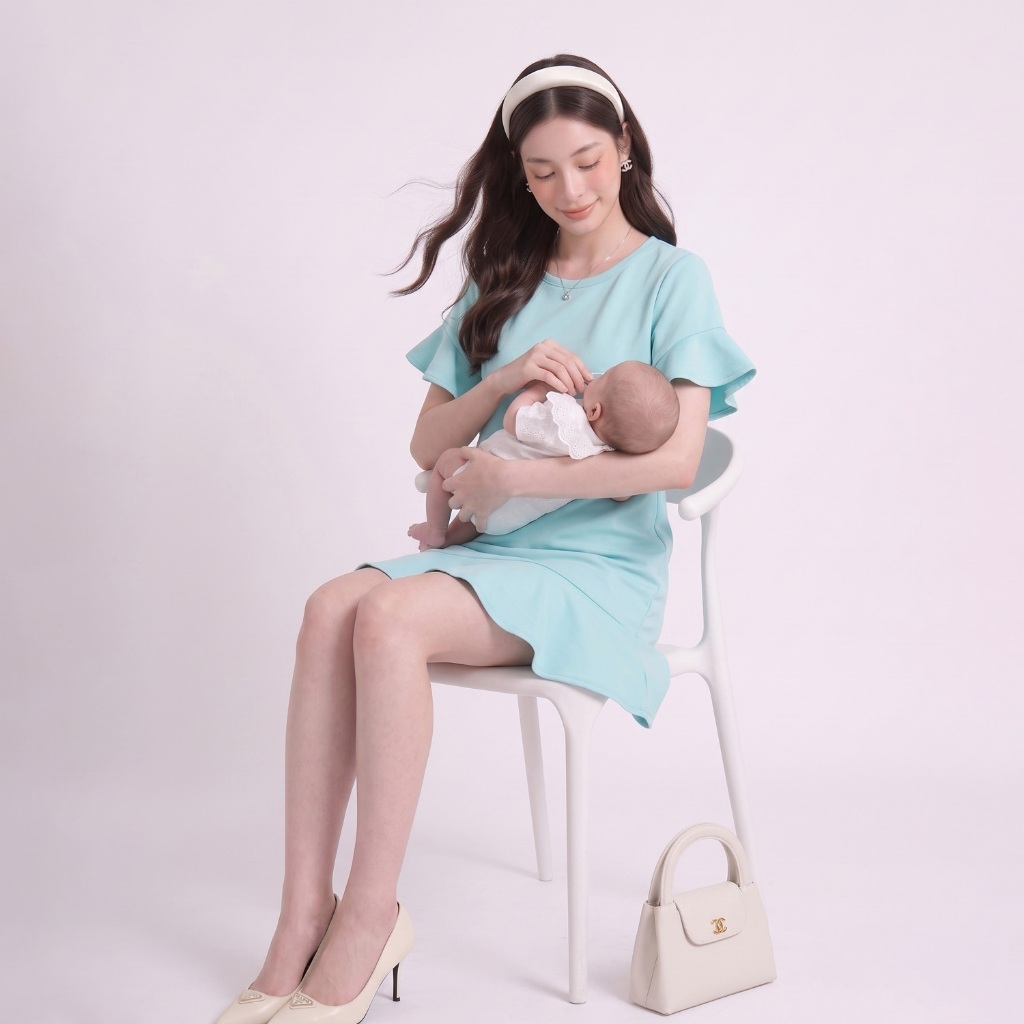 Nitan (นิทาน) ชุดเดรสให้นมบุตรแขนสั้น รุ่น Cosmos Nursing Dress (จัดส่งฟรีเมื่อซื้อครบ 1,000 บาท)