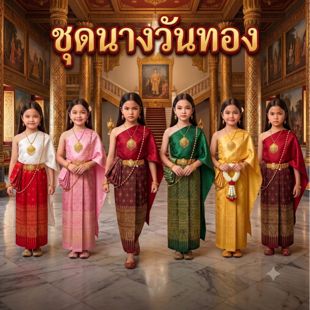 ชุดนางวันทอง นางลาวทอง ชุดไทยเด็กหญิง ผ้าถุงชายภัทร