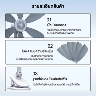 Yotex พัดลม พัดลมตั้งโต๊ะ 3in1 สามารถหนีบ แขวน หรือตั้งได้ เงียบและสบาย หมุนได้ 360 องศา พัดลมหนีบ พัดลมแบบพกพา
