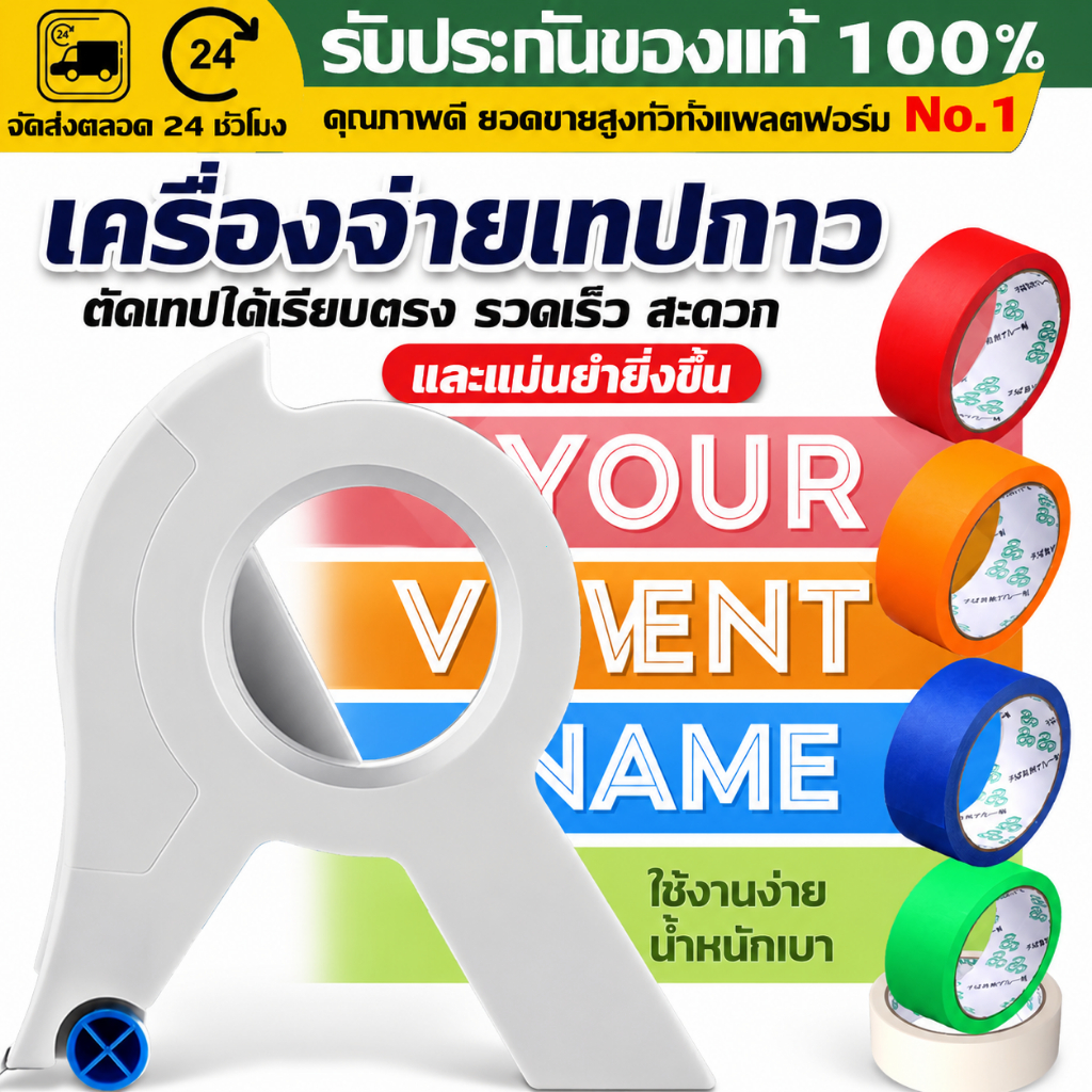 （COD）เครื่องจ่ายเทปกาว เครื่องตัดเทปกาว ใช้กับเทปมาสกิ้ง งานทาสี พ่นสี ผนัง พื้น รถยนต์ ตัดตรง รวดเร็ว ใช้ง่าย พกพาสะดวก