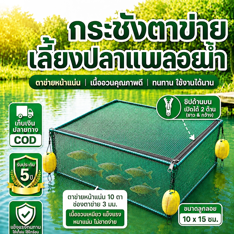 [พร้อมโครง] บ่อปลาโครงเหล็กเคลือบพลาสติก สังกะสี 10ตาข่าย 3มม. บ่อปลาแหอวน บ่อปลาสำเร็จรูป อวนปลาแบบหนา มีหลายขนาด
