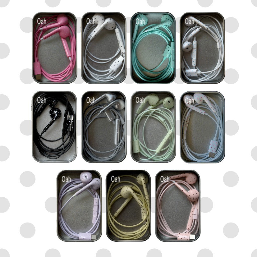 [พร้อมส่ง] Oah Type-C Polka Dot Earphones หูฟังสายลายจุด  🎧