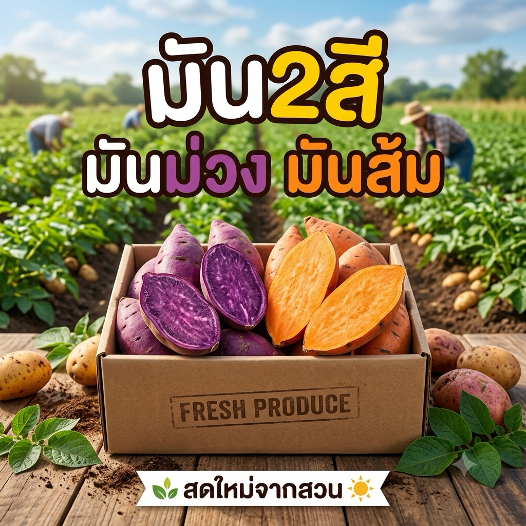 มันญี่ปุ่น รวม 2สี มันม่วง มันส้ม น้ำหนัก 1 kg ได้2สี