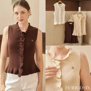 เสื้อดีเทลขอบระบาย รุ่น Roslyn Wine (A68)
