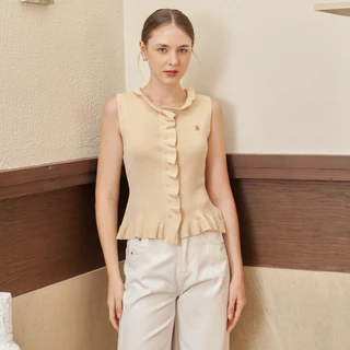 เสื้อดีเทลขอบระบาย รุ่น Roslyn Wine (A68)