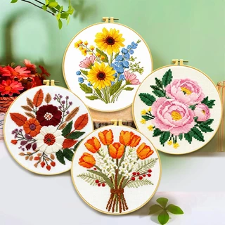 (พร้อมส่ง) ชุดปักครอสติชเส้นด้าย 11CT Cross stitch (ปัก3เส้น) ครอสติชผ้าพิมพ์ลาย งานฝีมือ DIY งานเย็บปักถักร้อย Monalisa