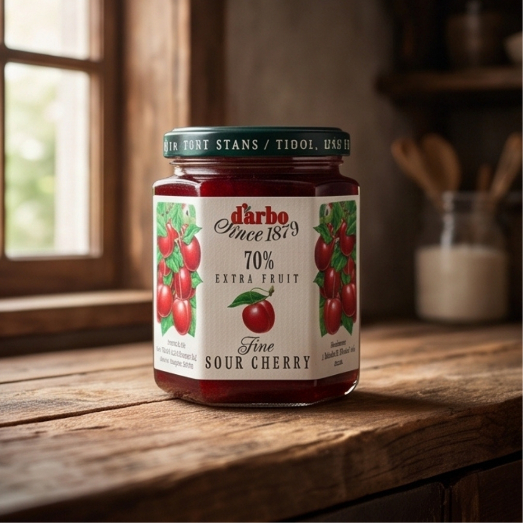 D'arbo SourCherry Jam แยมเชอร์รี่เปรี้ยว (200g) สูตรเนื้อผลไม้ 70% (Extra Fruit) แยมเกรดพรีเมียมจากออสเตรีย