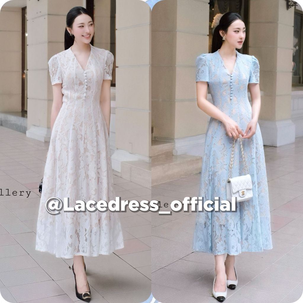 The gallery ■เดรสยาวคอวีผ้าลูกไม้ออกงาน