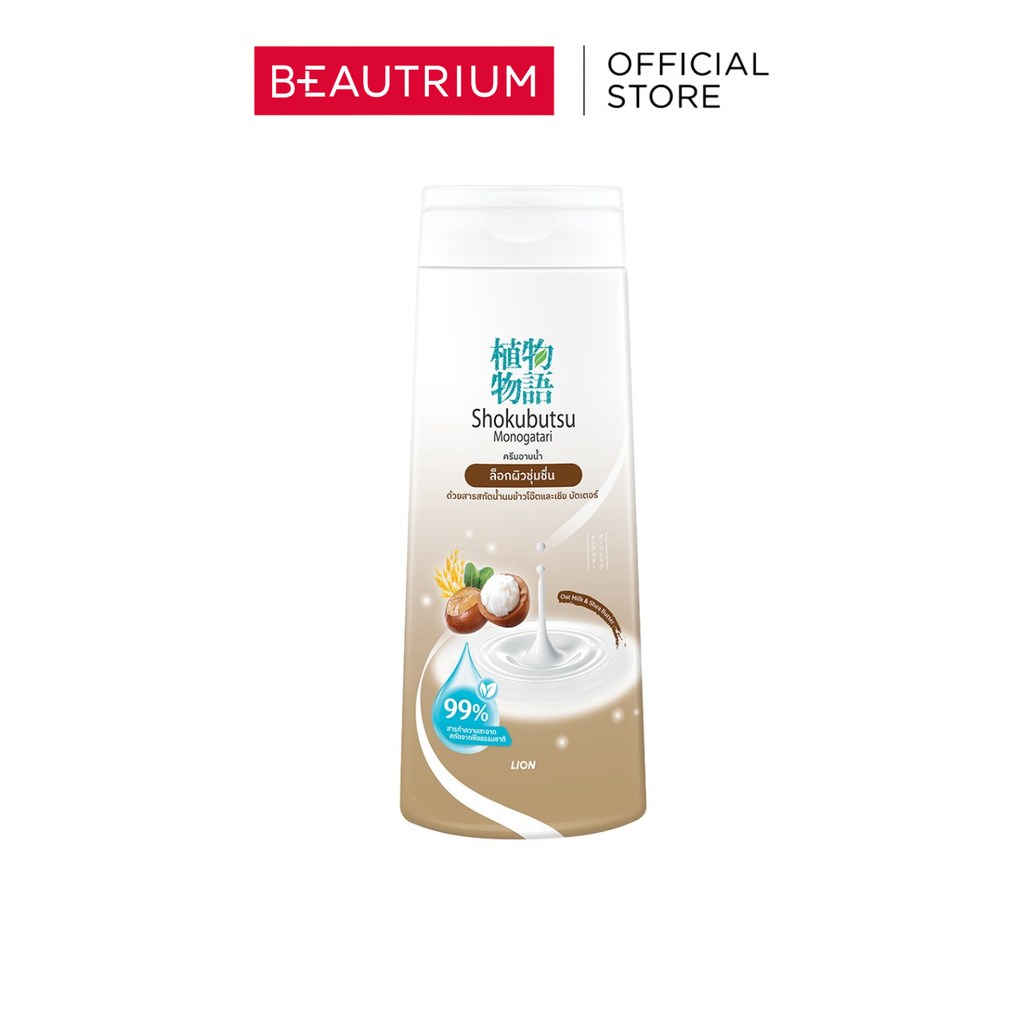 SHOKUBUTSU MONOGATARI Advanced Moisture Oat Milk & Shea Butter Shower Cream ผลิตภัณฑ์ทำความสะอาดผิวกาย 180ml