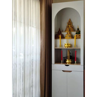 ตู้พระ โต๊ะหมู่บูชาสไตล์มินิมอล รุ่น คชา ขนาด 60x40x201 cm. สีขาวไม้ | Livinghome Furniture Mall.