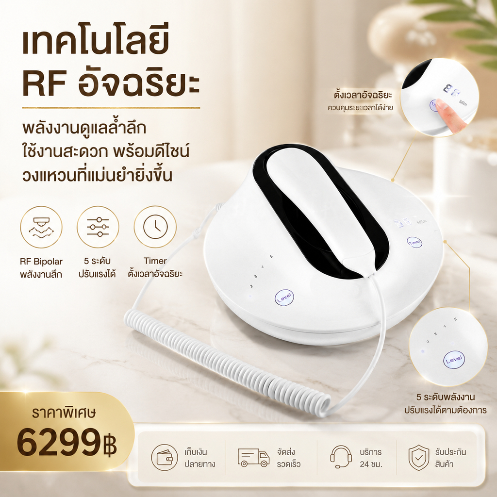 【สินค้าใหม่มาแล้ว】เครื่องนวดหน้า RF คลินิก 3 หัวเปลี่ยน ดูแลหน้า ตา ตัว EMS ยกกระชับหน้าเรียว ลดริ้ว