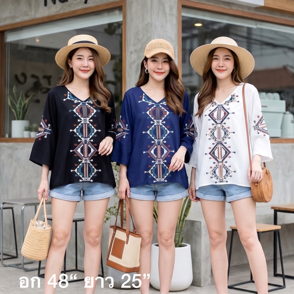 รวมรุ่น เสื้อ ผ้าสปัน ปัก อก 44-48“ ยาว 24,26” (ขนาดจะโชว์อยู่ในรูปนะค๊า) แบรนด์ Nudyda เสื้อสาวอวบ สาวอ้วน