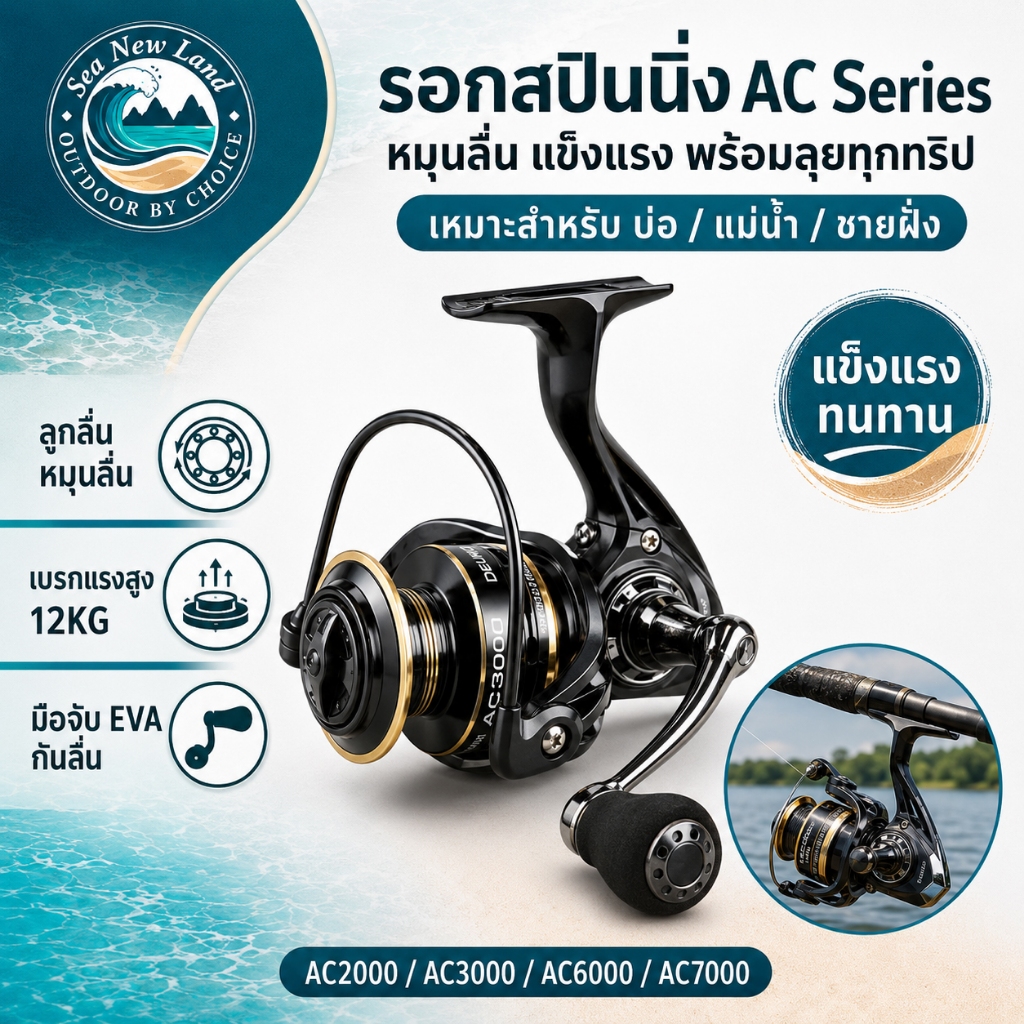 รีลตกปลา DEUKIO ของแท้ AC2000-AC7000 รีลหมุนพกพา รอกตกปลาคุณภาพสูง สำหรับตกปลาทะเล Lure