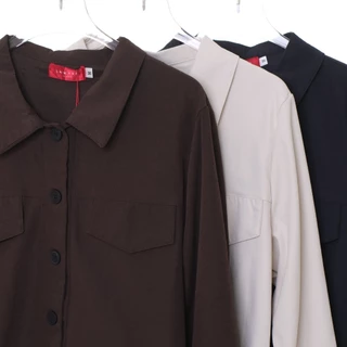 Lawyer Store I [727334] เสื้อคอปกแขนยาว แต่งกระเป๋าหลอก ส่เป็นเสื้อคลุมก็ได้ หรือใส่ตัวเดียวก็ได้ เสื้อคลุม เสื้อผู้หญิง