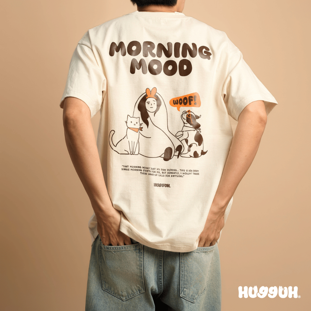 HugguH oversize T-shirt Morning Mood Design 100% Cotton