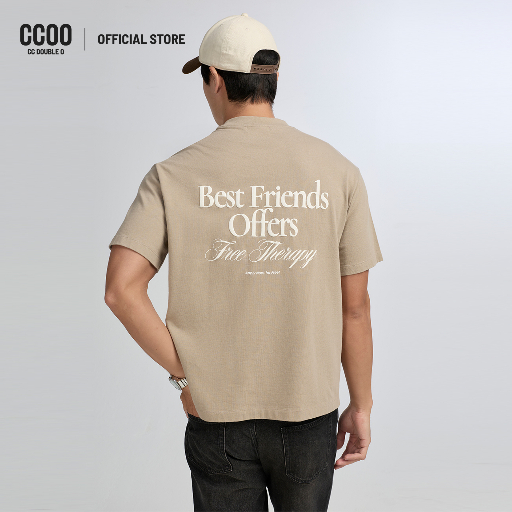 CC DOUBLE O FREE THERAPY BOXY TEE ผู้ชาย เสื้อยืดพิมพ์กราฟิกข้อความ Free therapy รุ่น O26WGMA010 (AW26 #P3)