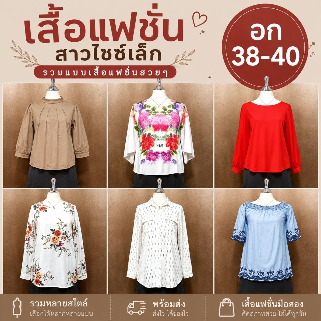 อก 38-40"รวมแบบ เสื้อแฟชั่น เสื้อลำลอง งานแบรนด์สวยใหม่ (FA402)