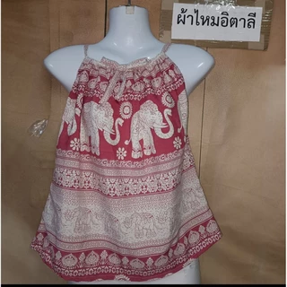 เสื้อสายเดี่ยว ลายช้าง ลายปาเต๊ะ 💥 มาใหม่ ผ้าเมมเบิร์ต สปัน