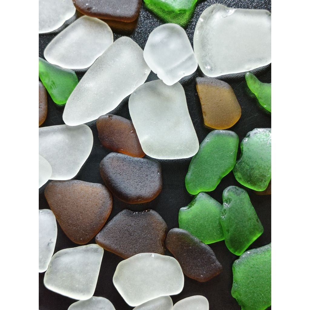 Sea glass แท้จากทะเล ชิ้นใหญ่และกลาง 50ชิ้น