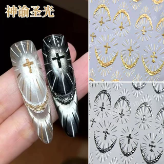 🧧 สติกเกอร์แต่งเล็บ ไม้กางเขนสีดำ Nails Y2K Spicy Girl