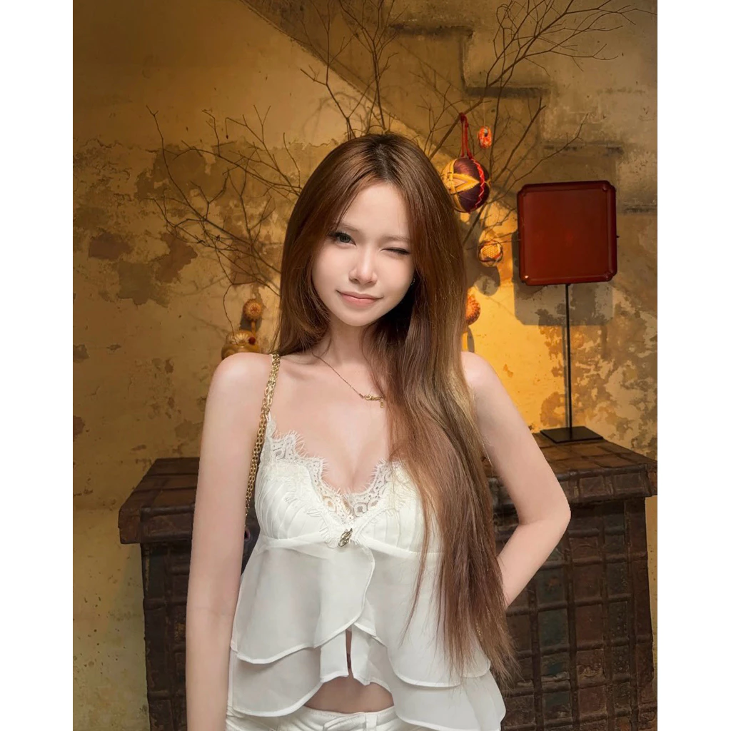 ✨ 🪼Rosalie Lace Top🪼 ✨เสื้อสายเดี่ยวผ้าชีฟอง RO