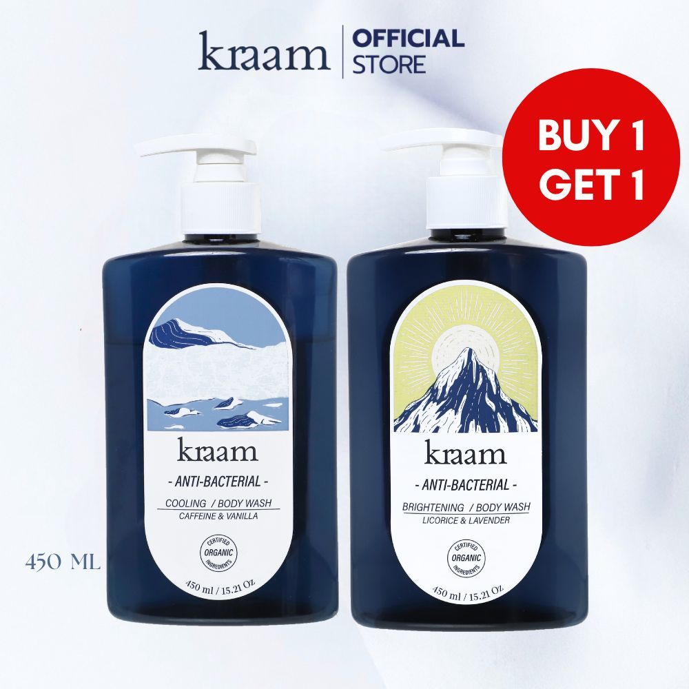 [ Set 2 ชิ้น ]  Kraam Brightening Body Wash (Licorice & Lavender)+Anti-Bacterial Cooling Body Wash