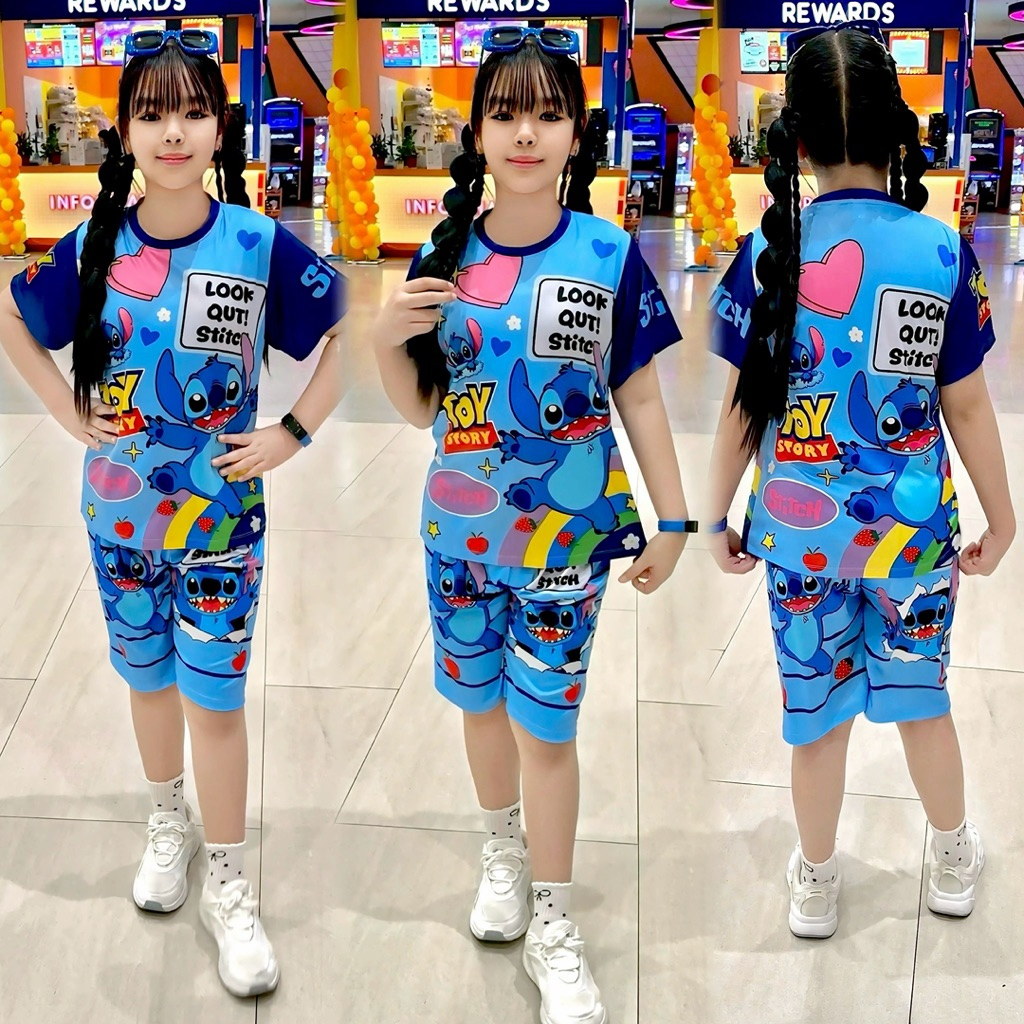 ชุดลายการ์ตูนเสื้อ+กางเกงสุดฮิตดังมากใน Tiktok 1-12ขวบ