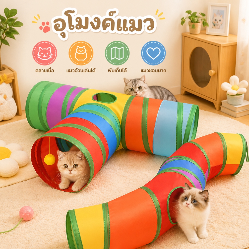Kiemeo Pet【พร้อมส่งจากไทย】ของเล่นแมว อุโมงค์แมว อุโมงค์สัตว์เลี้ยง พับได้