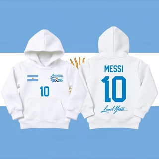 Hot Lionel Messi Argentina Number 10 football jersey/long sleeves/sports เสื้อโค้ท/child and adult เสื้อฮู้ด Unisex