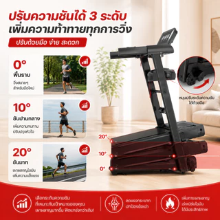 【ลู่วิ่งไฟฟ้า M7】Treadmill พับได้ มอเตอร์ 5.0HP ปรับระดับได้ มีหน้าจอ LED รองรับการเชื่อมต่อ Bluetooth